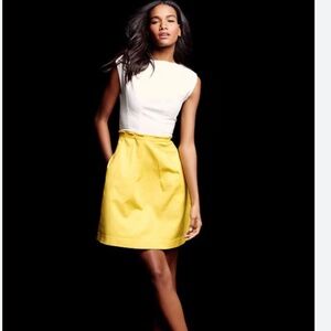 Gap Colorblock Fit & Flare Dress - white and yellow womens NWT